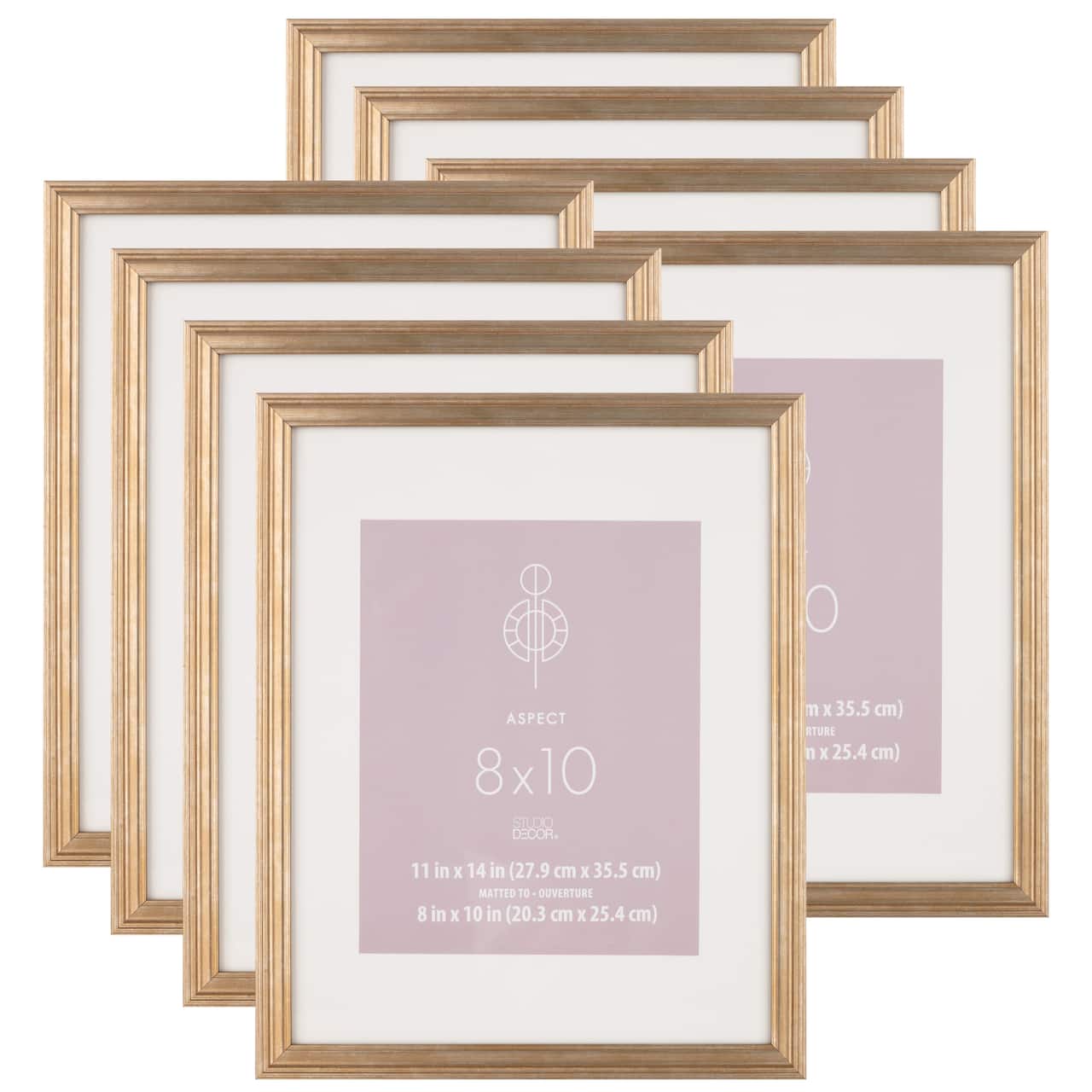 8 Pack: 8" x 10" Gold Narrow Aspect Frame with Mat by Studio Décor®